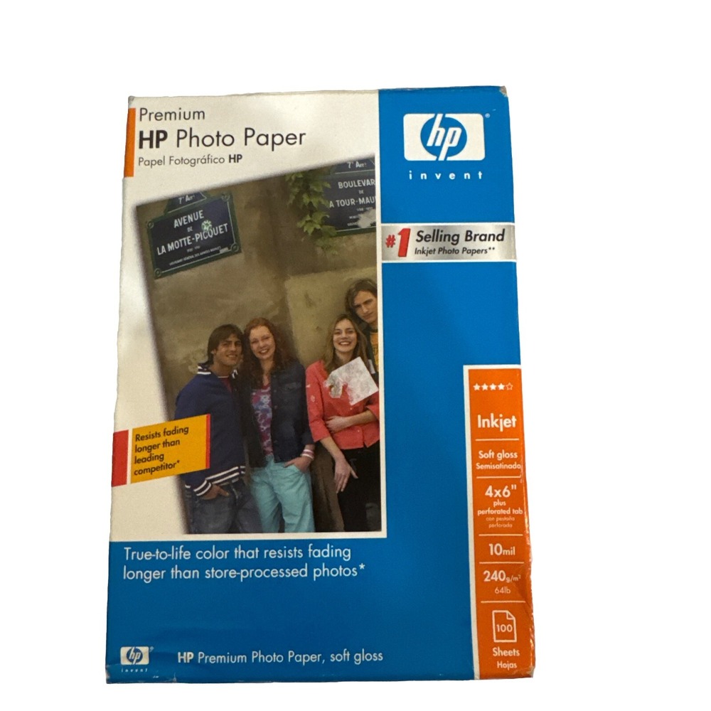 HP Premium Photo‎ Paper Matte Finish 4x6 100 count INKJET Printers Q6563A
